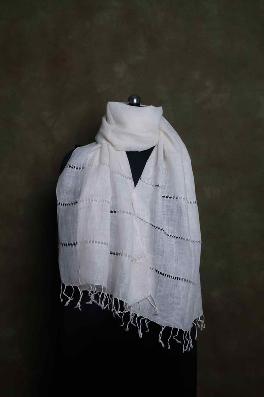 Linen Plain White  Stole