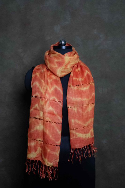 Linen Tie Dye Orange  Stole