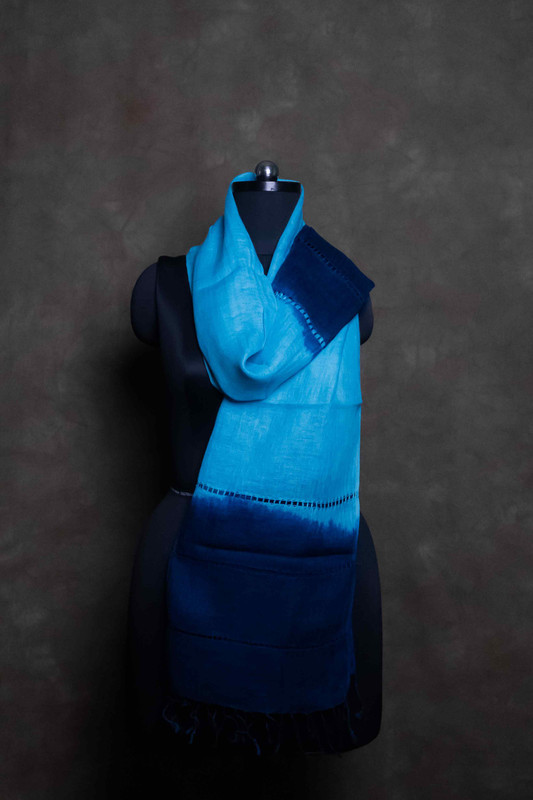 Linen Tie Dye Sky Blue  Stole