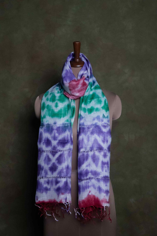 Linen Tie Dye Multicolour  Stole