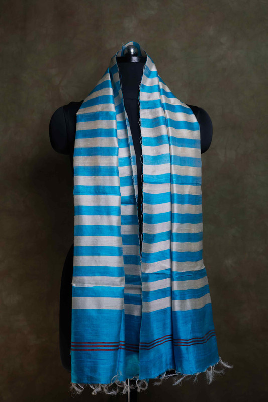 Raw Silk Plain Firoji White  Stole