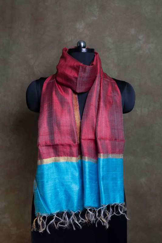 Raw Silk Plain Mehroon  Stole