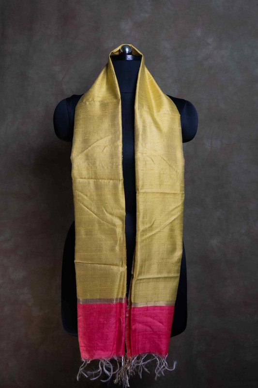 Raw Silk Plain Mustered  Stole