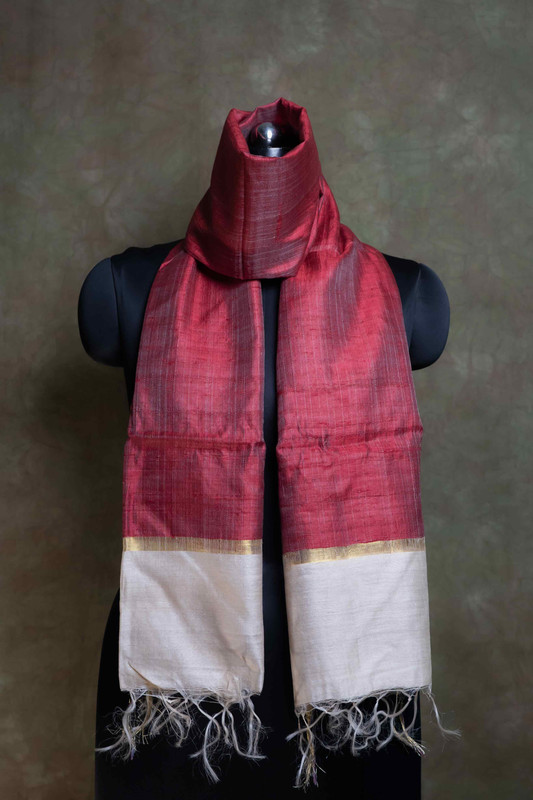 Raw Silk Plain Red  Stole
