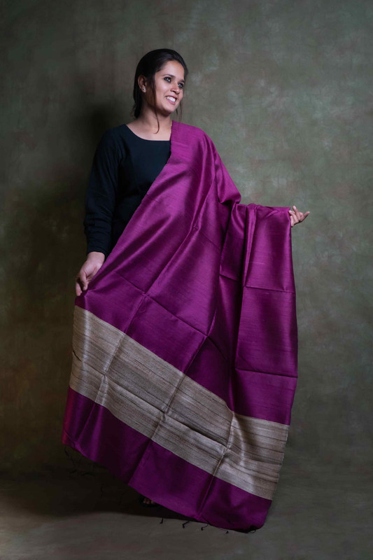 Raw Silk Causal Dark Pink  Dupatta