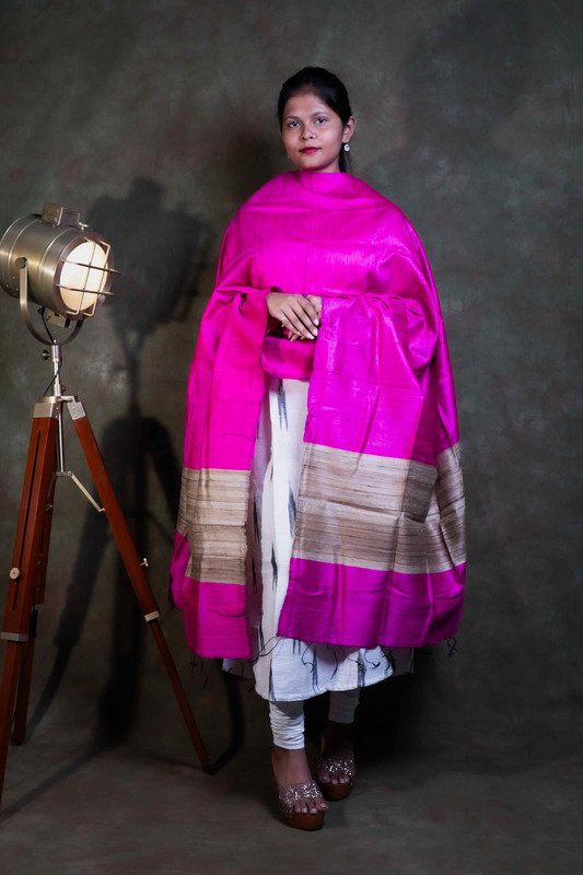 Raw Silk Causal Rani  Dupatta