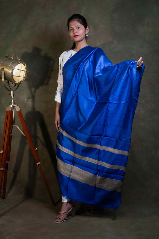 Raw Silk Causal Royal Blue  Dupatta