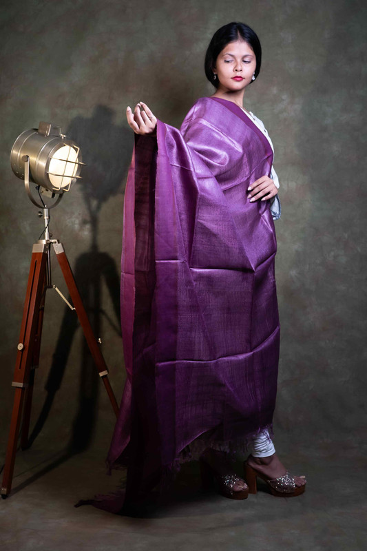 Deshi Tussar Silk Hevy Quality Causal Purple  Dupatta
