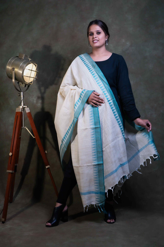 Cotton Dupion Causal Firoji Border  Dupatta