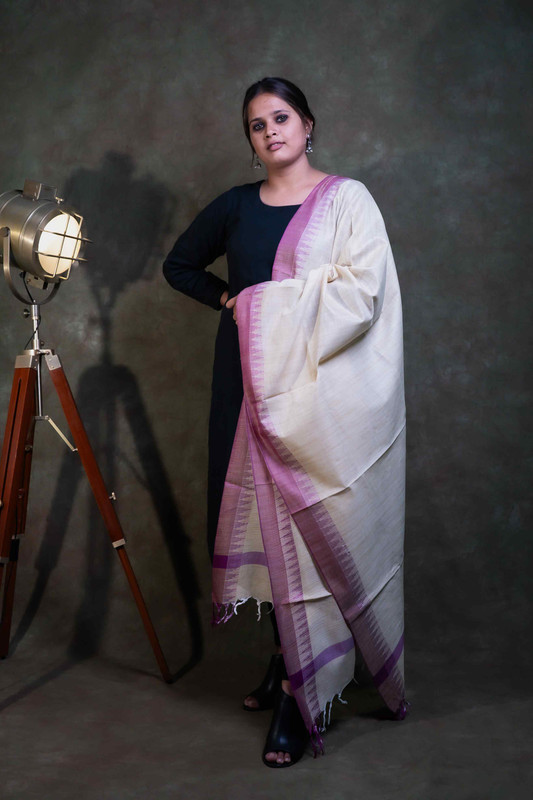 Cotton Dupion Causal Wine Border  Dupatta