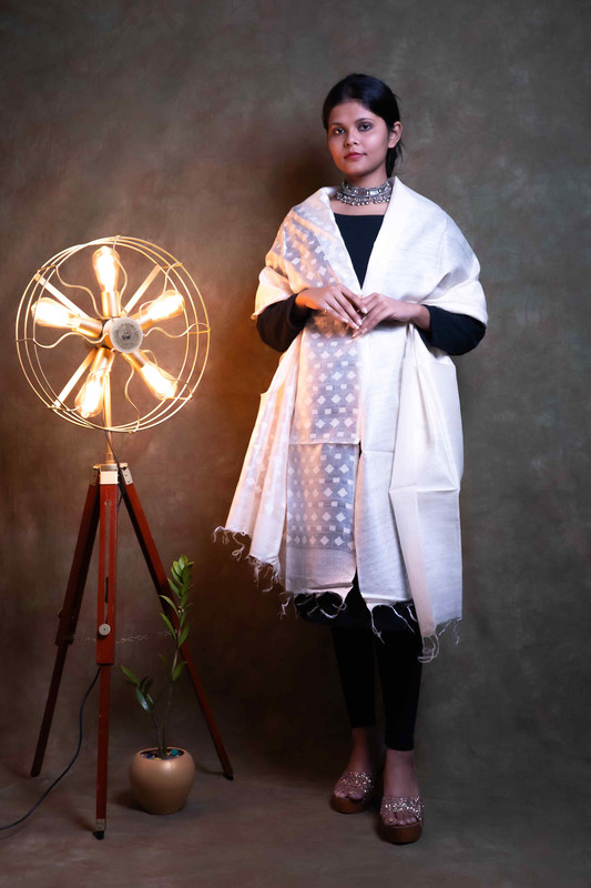 Flature Silk Causal White  Dupatta