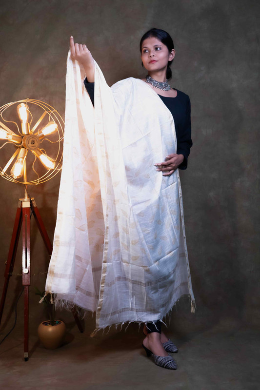 Munga Silk Buti Causal Natural  Dupatta