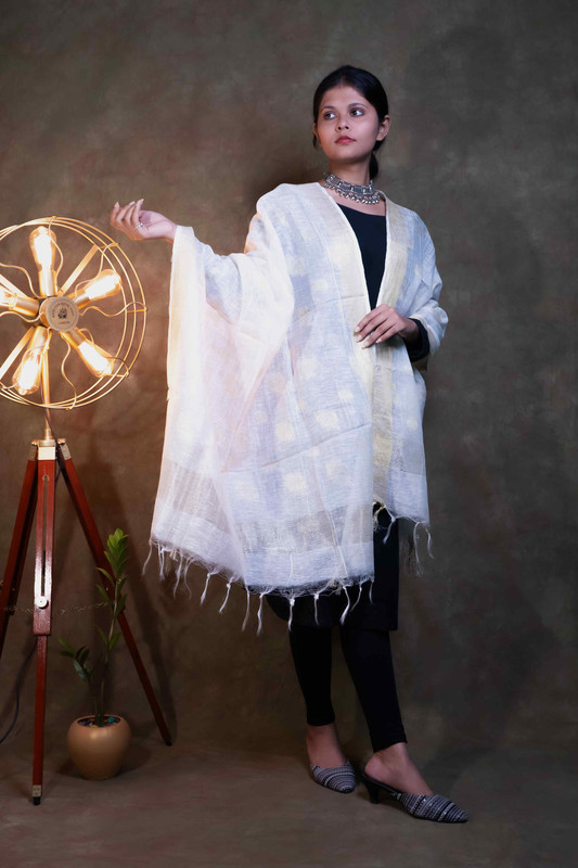 Munga Silk Buti Causal Natural  Dupatta
