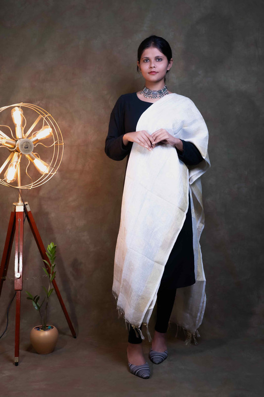 Munga Silk Buti Causal Natural  Dupatta