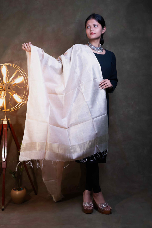 Munga Silk Buti Causal Natural  Dupatta