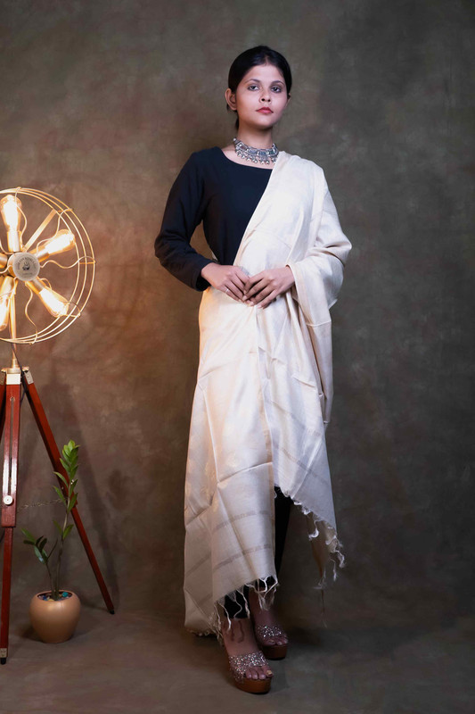 Munga Silk Buti Causal Natural  Dupatta