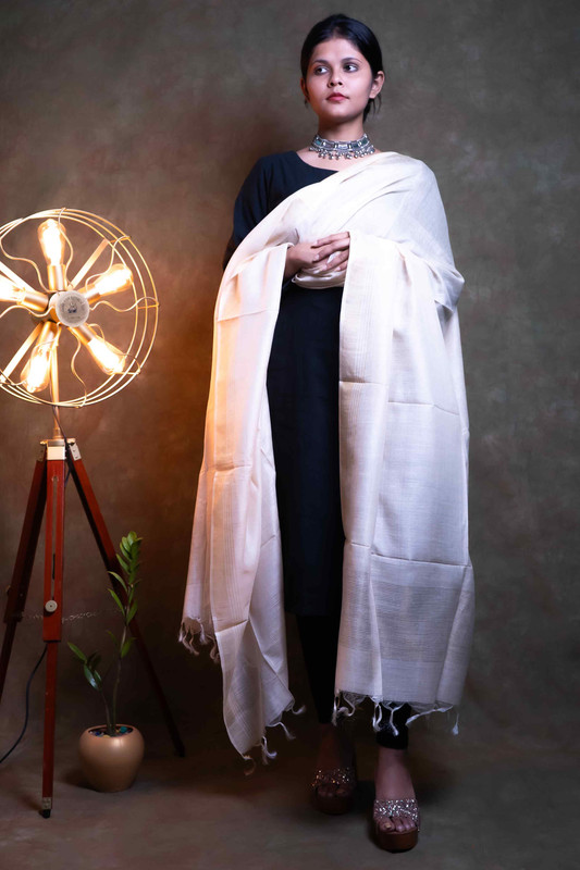 Munga Silk Causal Natural  Dupatta