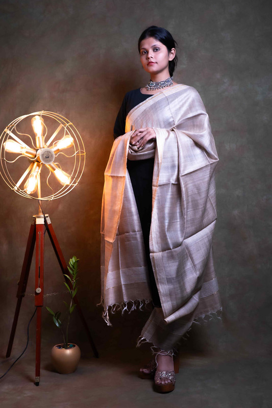 Deshi Tussar Silk Causal Natural  Dupatta