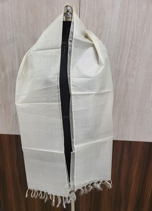 Tussar Silk Plain Cream Stole