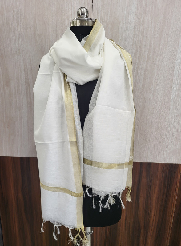 Kota+Poly Ghicha Causal White Dupatta