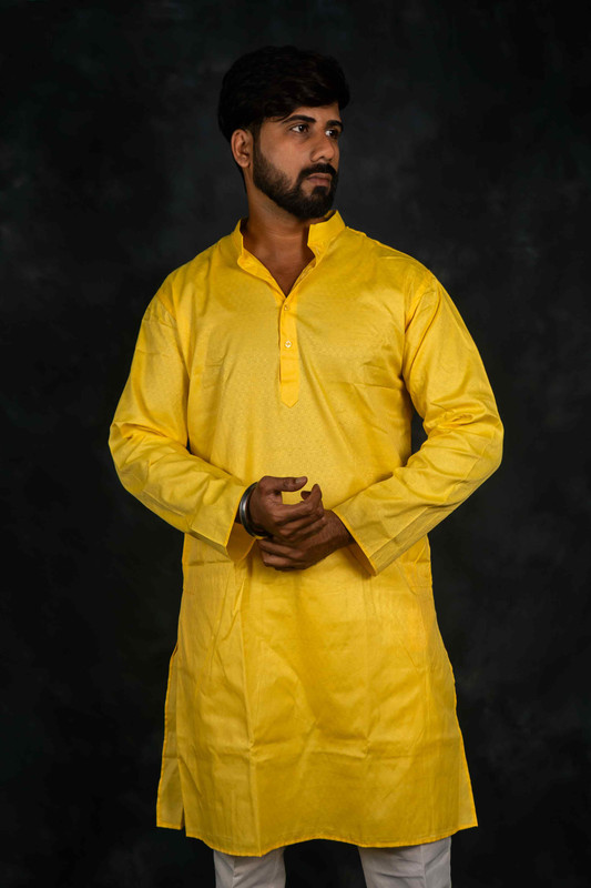 Ethnic Pure Cotton Kurta Plain(Golden Yellow)