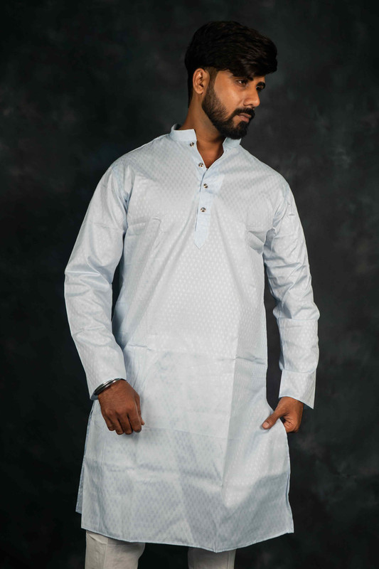 Ethnic Pure Cotton Kurta(Light Sky Blue)