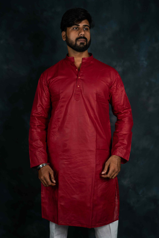 Ethnic Pure Cotton Kurta Plain(Maroon)