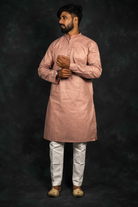 Ethnic Pure Cotton Kurta Plain(Almond)