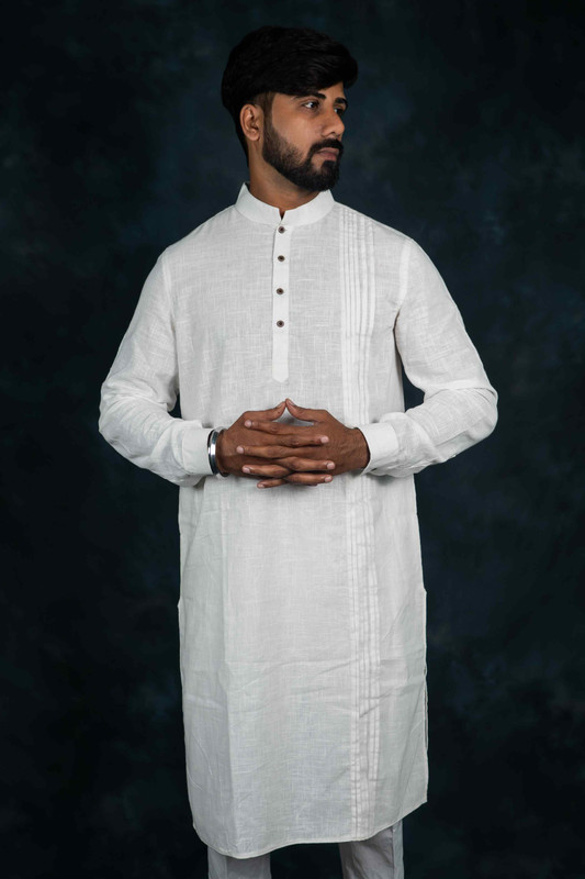 Ethnic Pure Cotton Kurta Plain(White)