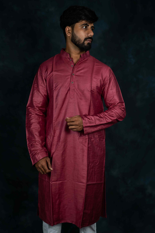 Ethnic Cotton Silk Kurta Plain(Rustic Maroon)