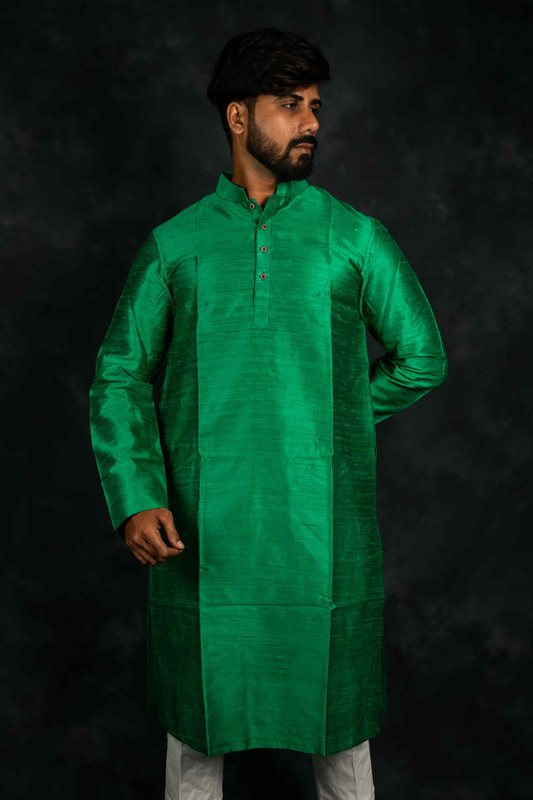 Ethnic Raw Silk Kurta Plain(Green)