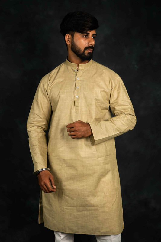 Ethnic Khadi Cotton Kurta Plain(Beige)