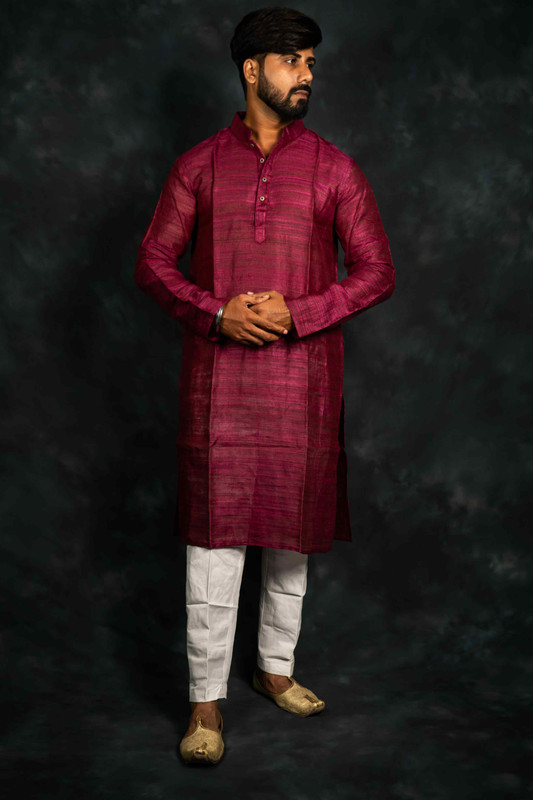 Ethnic Ghicha Silk Kurta Plain(Maroon)