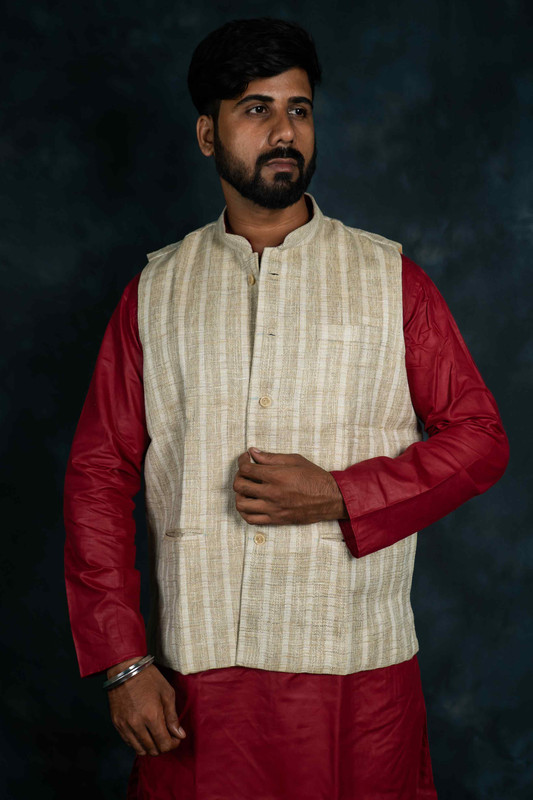Khadi Nehru Jacket (Beige)