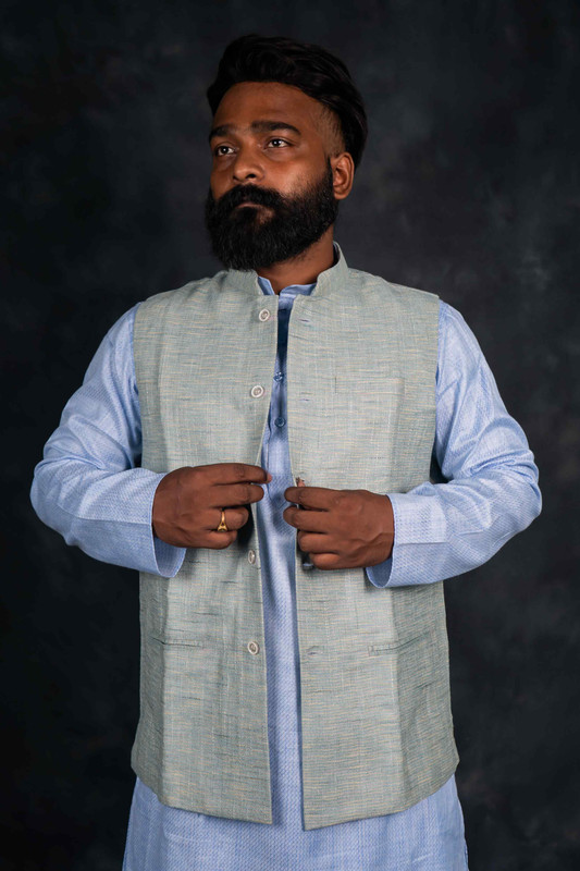 Khadi Nehru Jacket (Grey)