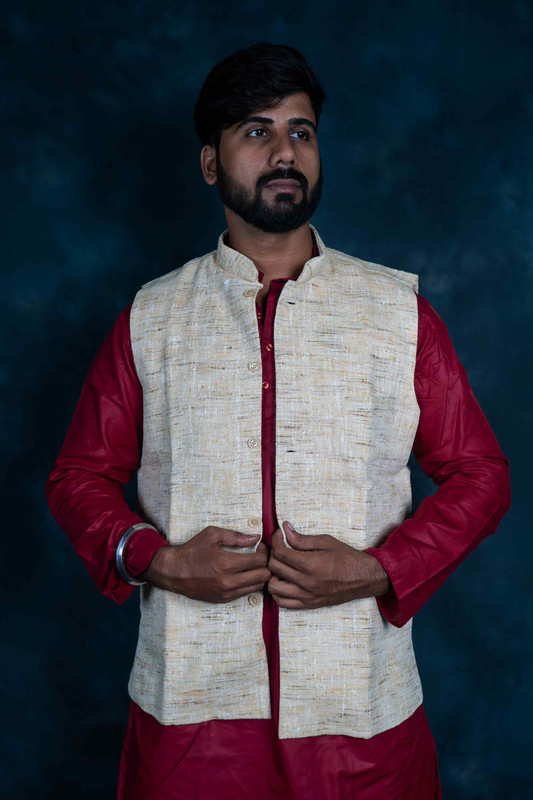 Khadi Nehru Jacket (Cream)