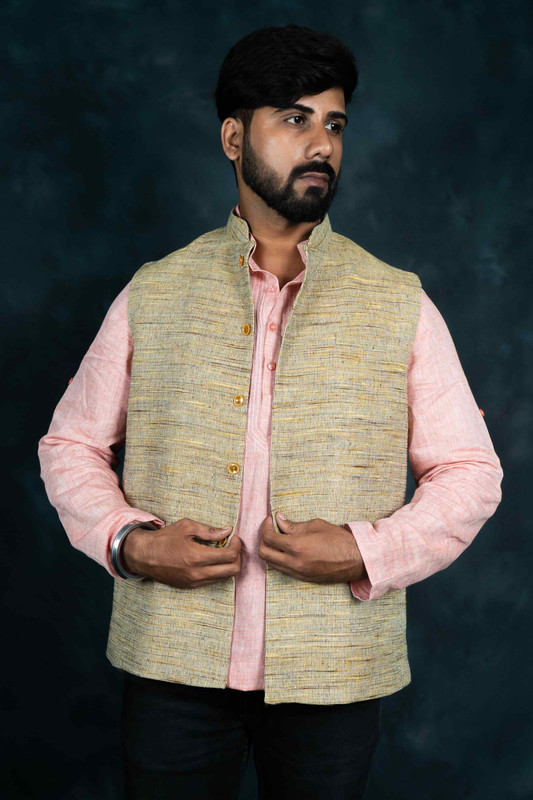 Khadi Nehru Jacket (Beige)