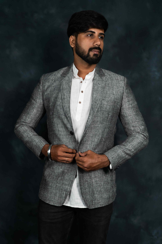 Linen Blazer (Grey)