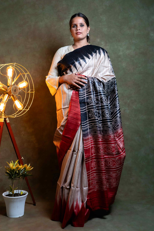 Ghicha Silk Printed Natural Ethnic Saree With Blouse