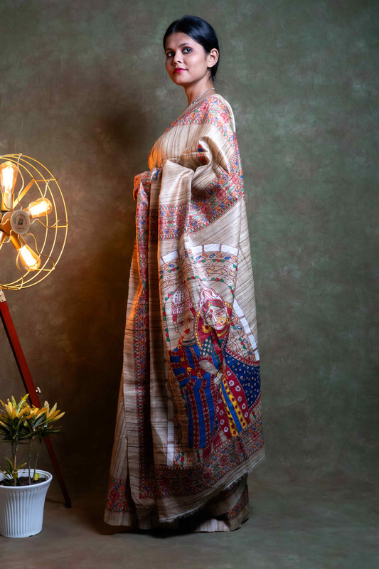 Ghicha Silk Natural Ethnic Saree With Blouse