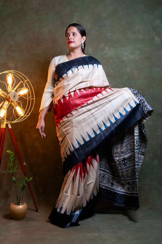 Ghicha Silk Printed Multicolour Ethnic Saree With Blouse