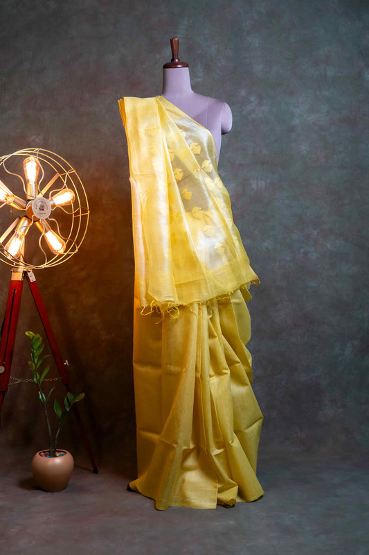 Flature Silk Yellow Ethnic Saree With Blouse
