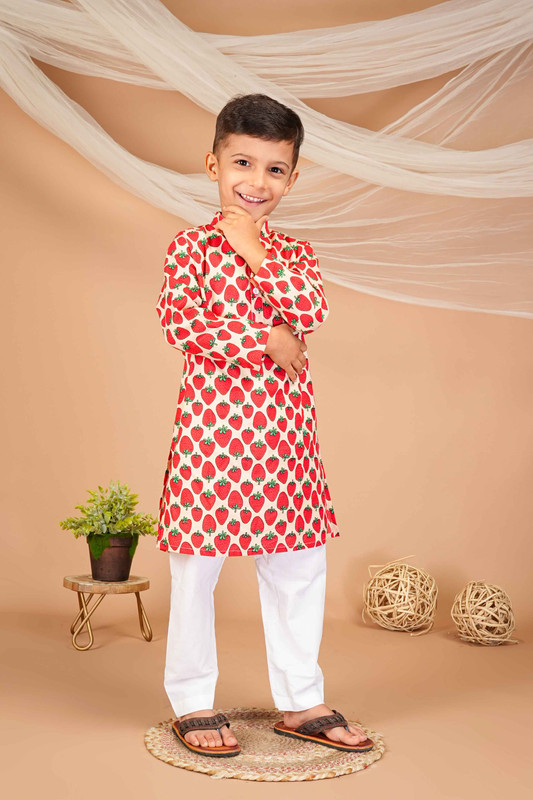 Multicolor Pure Cotton Straight Kurta & Pyjama Set