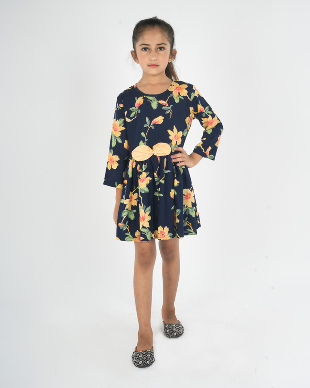 Navy Blue Rayon Flared Frock