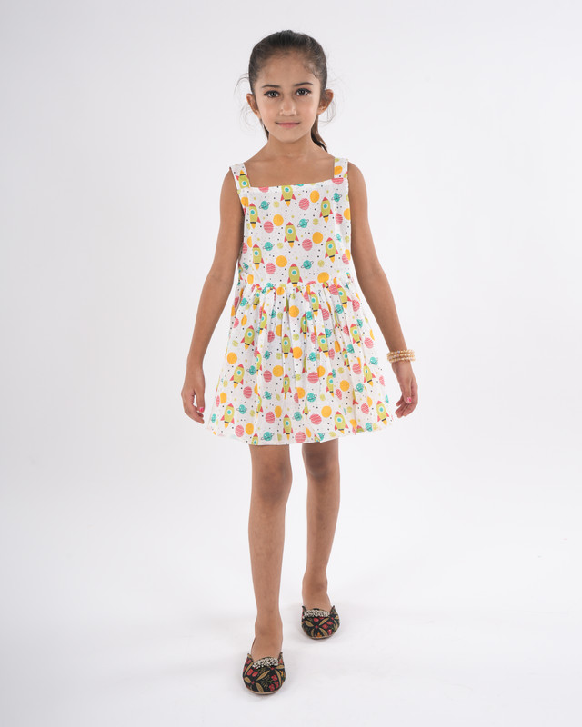 Multicolor Pure Cotton Flared Frock