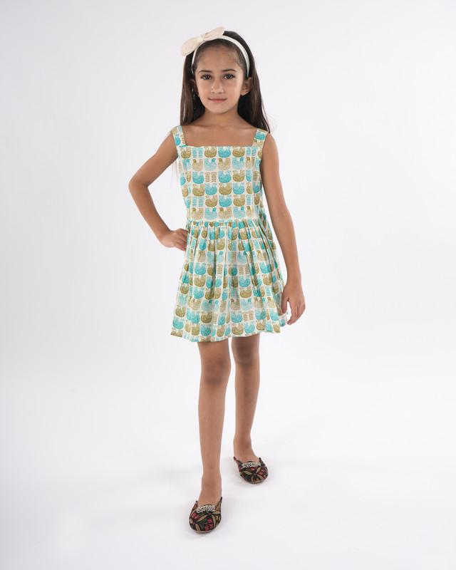 Turquoise Pure Cotton Flared Frock
