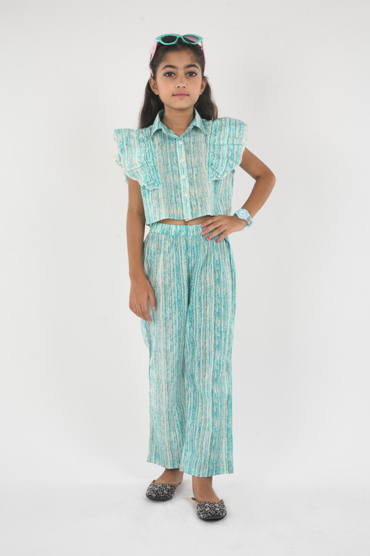 Turquoise Pure Cotton Straight Co-Ords Set