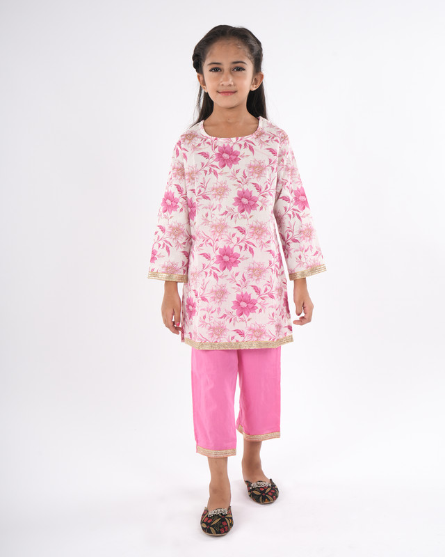 Pink Pure Cotton Straight Kurta & Pant Set