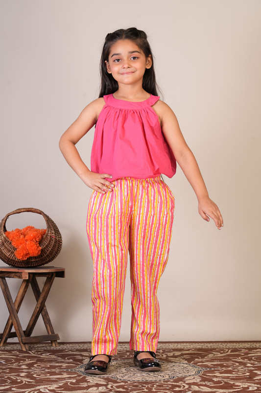 Pink Pure Cotton Straight Top & Trouser